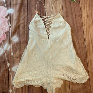 Forever 21 Sheer White Lace Romper